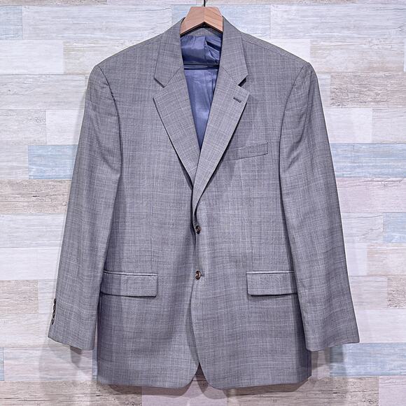 RRL Ralph Lauren Wool Glen Check Suit Gray 2 Button Mens 46R x Pleated Pants - Picture 2 of 12